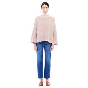 Rebecca Taylor La Vie Light Pink Wool-Yak Blend Mock Neck Swing Sweater Size M